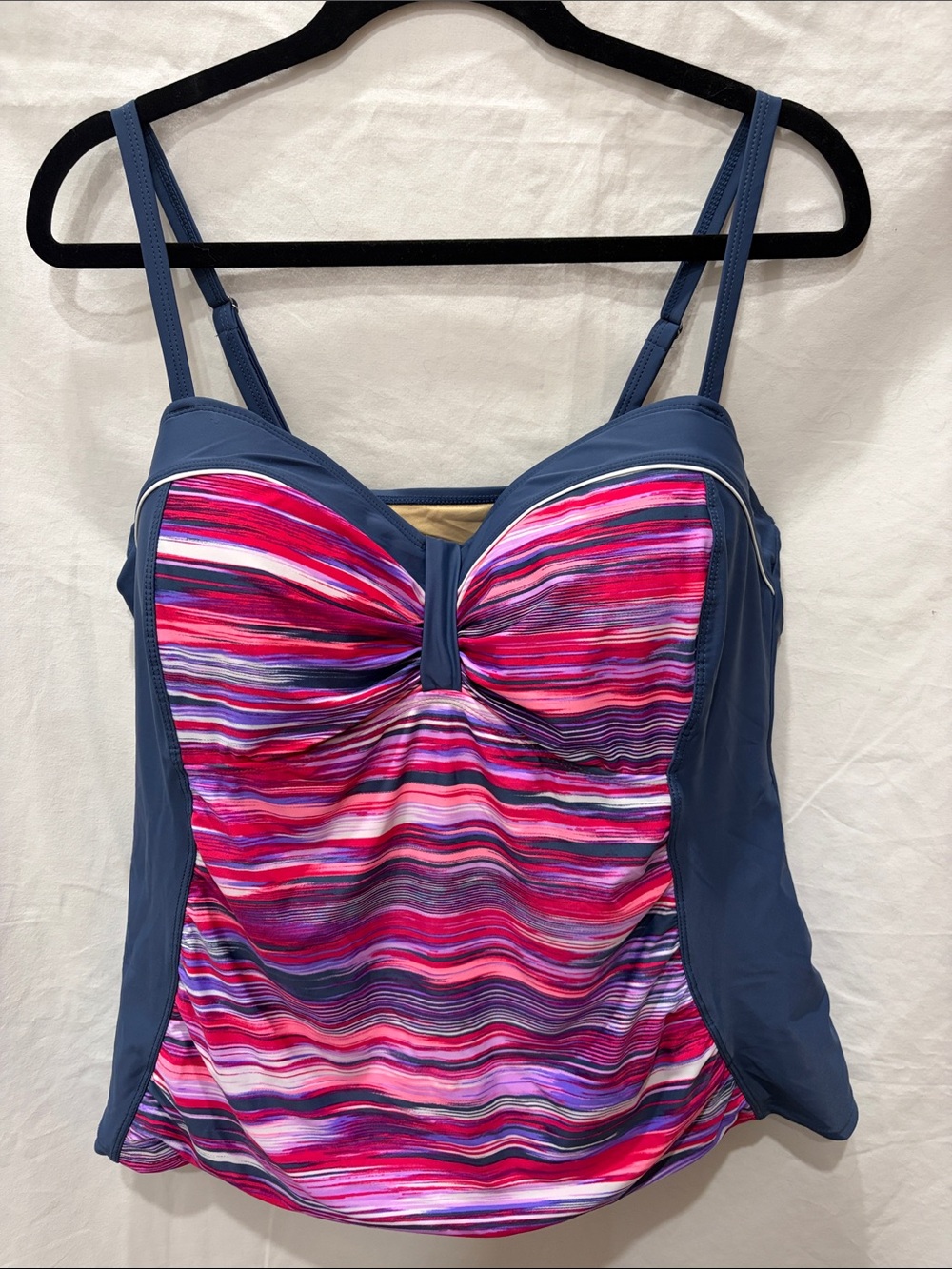 Free Country Pink Multi-Stripe Tankini Top